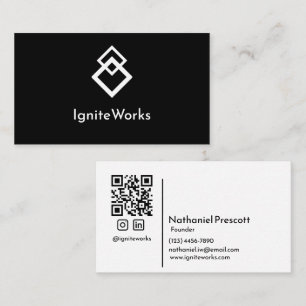 Einfach und modern aussehend Schwarz-weißer QR-Cod Visitenkarte