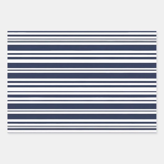 Einfach und modern blau gestreift geschenkpapier set (Vorderseite 3)