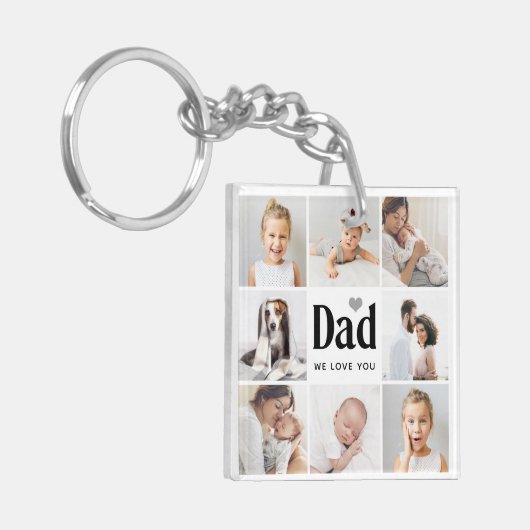 Einfach und modern | FotoCollage für Vater Schlüsselanhänger (Vorderseite links)