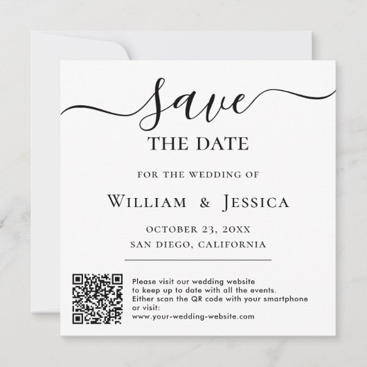 Einfach und modern mit Minimalistischem QR-Code Save The Date (Vorderseite)