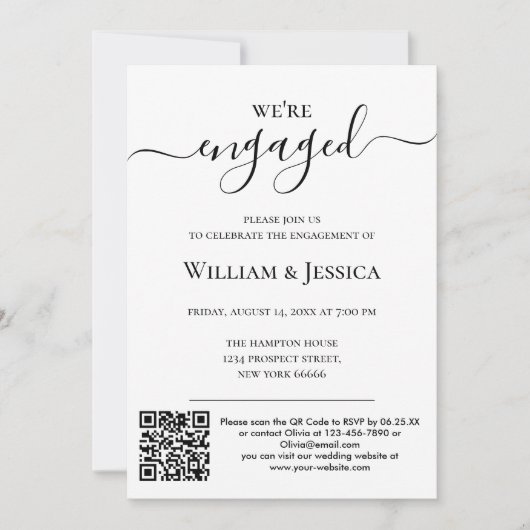 Einfach und modern mit QR-Code-Engagement Einladung (Vorderseite)