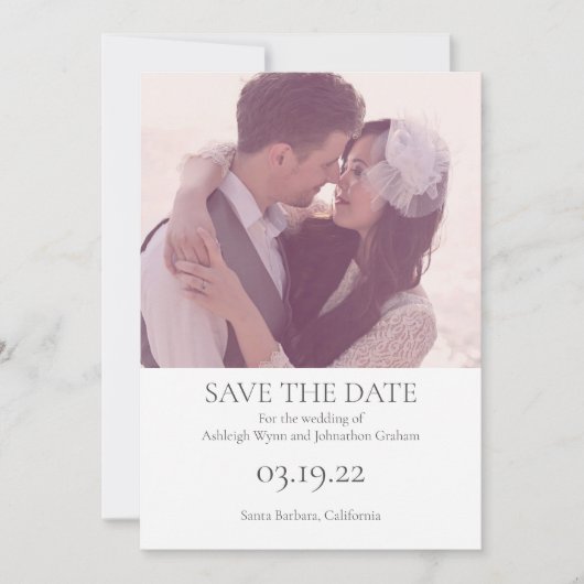 Einfach und modern Save the Date mit Foto Einladung (Vorderseite)
