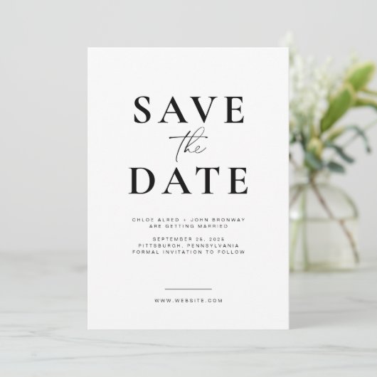 Einfach und modern Save the Date mit Foto Einladung (Stehend Vorderseite)