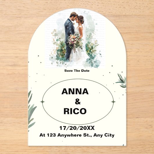 EINFACH UND ROMANTISCH: ROMANTISCH SPEICHERN SIE D ACRYLEINLADUNGEN (Vorderseite)