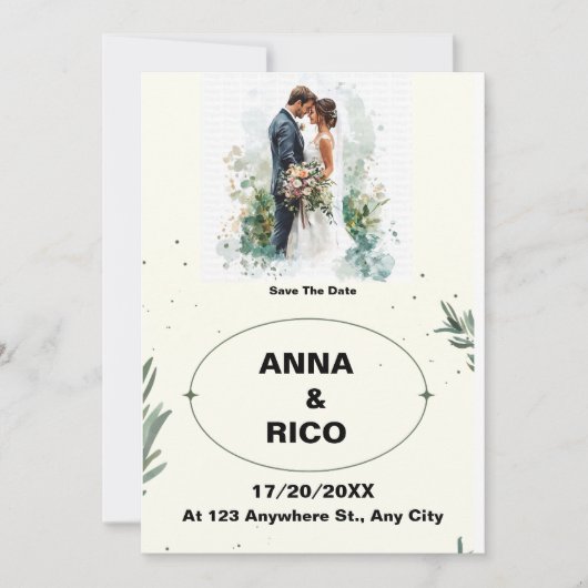 EINFACH UND ROMANTISCH: ROMANTISCH SPEICHERN SIE D EINLADUNG (Vorderseite)