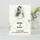 EINFACH UND ROMANTISCH: ROMANTISCH SPEICHERN SIE D EINLADUNG (Stehend Vorderseite)