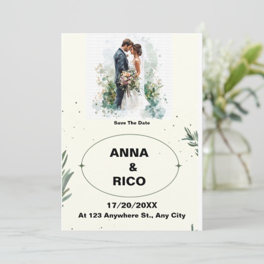 EINFACH UND ROMANTISCH: ROMANTISCH SPEICHERN SIE D EINLADUNG (Stehend Vorderseite)