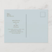Einfach und schlank Icy Blue Monogram Save the Dat Postkarte (Rückseite)