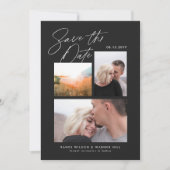 Einfach und stilvoll Black Three Foto Handschriftl Save The Date (Vorderseite)