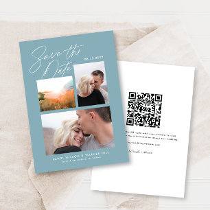 Einfach und stilvoll Blue Three Foto Handschriftli Save The Date