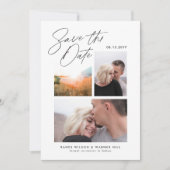 Einfach und stilvoll: Drei Foto handschriftlich Save The Date (Vorderseite)