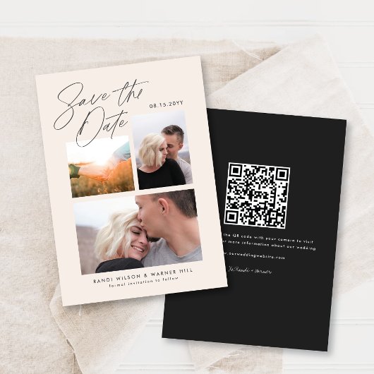 Einfach und stilvoll: Drei Fotos handgeschrieben Save The Date