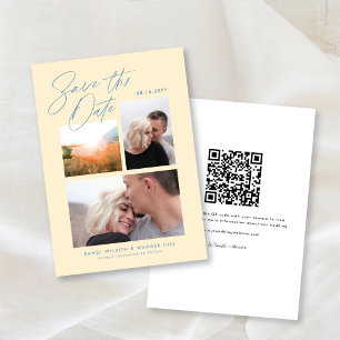 Einfach und stilvoll Gelb Drei Fotos handschriftli Save The Date