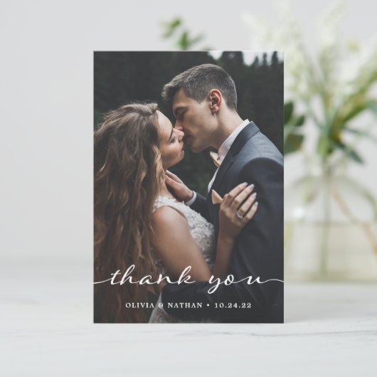 Einfach und stilvoll | Moderne Hochzeit mit zwei F Dankeskarte (Stehend Vorderseite)