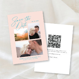 Einfach und stilvoll rosa Drei Fotos handschriftli Save The Date