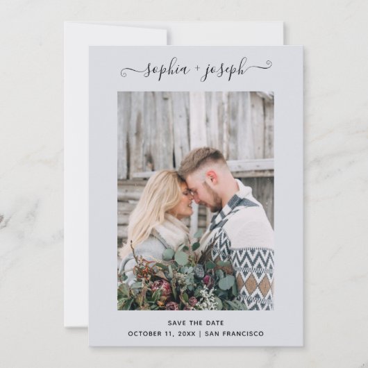 Einfach und Stylisch | Foto Minimal Hellblau Save The Date (Vorderseite)