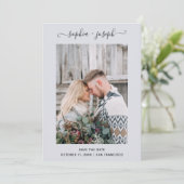 Einfach und Stylisch | Foto Minimal Hellblau Save The Date (Stehend Vorderseite)