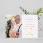 Einfach United Real Foil Foto Hochzeitseinladung Folieneinladung (Stehend vorne)