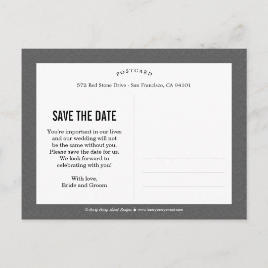 Einfach uns Save the Date Postkarte (Rückseite)