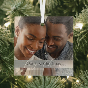 Einfach unser erstes Weihnachts-Foto Ornament Aus Glas