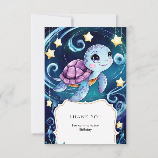 Einfach unter dem Meer Boho Turtle Geburtstag Dankeskarte (Vorderseite)