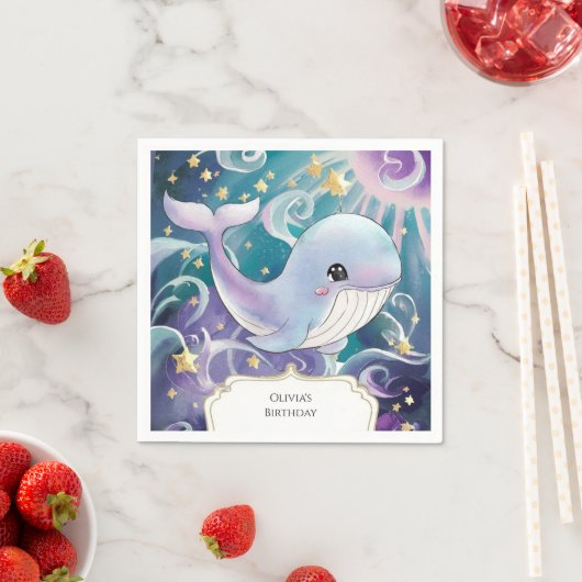 Einfach unter dem Meereskids-Wal zum Geburtstag Serviette (Beispiel)