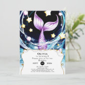 Einfach unter der Meerjungfrau Geburtstag Einladung (Stehend Vorderseite)