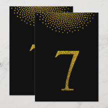 Einfach vergoldeter Glitzer und schwarze Tischnumm