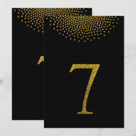 Einfach vergoldeter Glitzer und schwarze Tischnumm Einladung