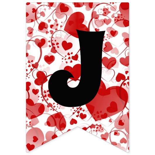 EINFACH VERHEIRATET - Muster der Herz-Liebe 2 Wimpelkette (Dritte Fahne)