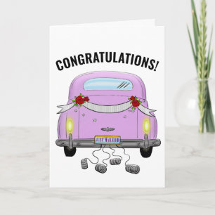 EINFACH VERHEIRATETE RETRO AUTO WEDING GREETING CA KARTE