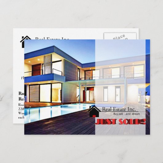 EINFACH VERKAUFT Echte Anwesen Postkarte (Vorne/Hinten)