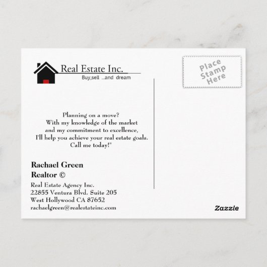 EINFACH VERKAUFT Echte Anwesen Postkarte (Rückseite)