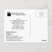 EINFACH VERKAUFT Echte Anwesen Postkarte (Rückseite)