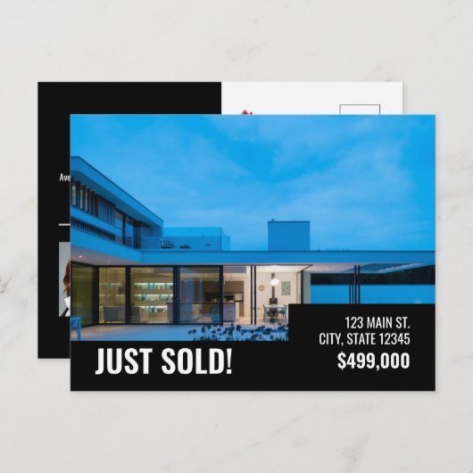 Einfach verkaufte Postkarte - Schwarz-modern (Vorne/Hinten)