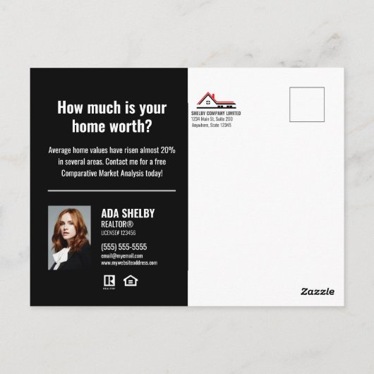 Einfach verkaufte Postkarte - Schwarz-modern (Rückseite)