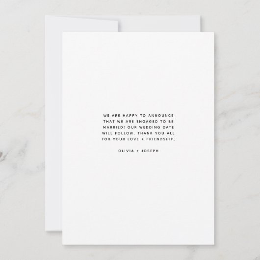 Einfach Verlobt | Verlobung des Minimalistischen F Ankündigung (Rückseite)