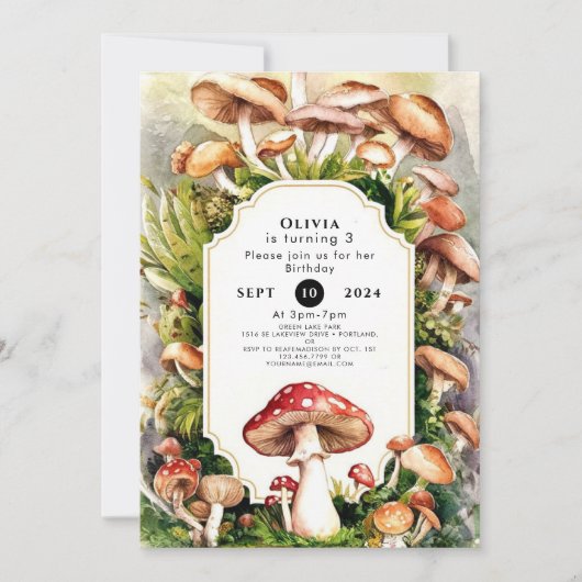 Einfach verzaubert Pilz Geburtstag Einladung (Vorderseite)