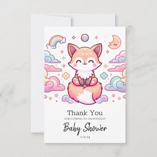 Einfach verzauberte Fox-Babydusche Dankeskarte (Vorderseite)