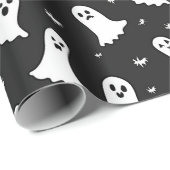 Einfach verzauberte Geister Schwarz-Weiß Halloween Geschenkpapier (Rolleneckpunkt)