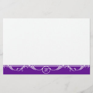 Einfach Verziert Lila Mit Monogramm Briefpapier