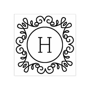 Einfach Verziertes Monogramm Gummistempel