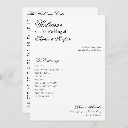 Einfach, vielseitig, elegant, schwarz und weiß programm (Vorne/Hinten)