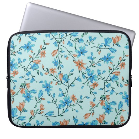 Einfach Vintag: Blumenmuster Laptopschutzhülle (Vorderseite)