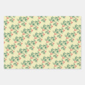 Einfach Vintag Look Holly Pattern Weihnachten Geschenkpapier Set (Vorderseite)