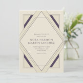 Einfach Vintager Deko Deep Lila Ivory Einladung (Stehend Vorderseite)
