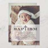 Einfach vollständige Foto-Taufen-Einladung Einladung (Vorne/Hinten)