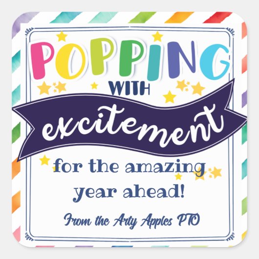 einfach vorbei zu sagen hallo Popcorn Freiwilligen Quadratischer Aufkleber (Vorderseite)