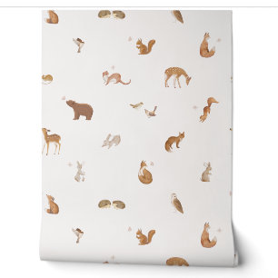 Einfach Waldtiere Kaninchen Häschen Bär Hirsch Tapete