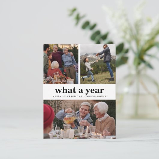 Einfach was für ein Jahr neues Foto Postkarte (Stehend Vorderseite)